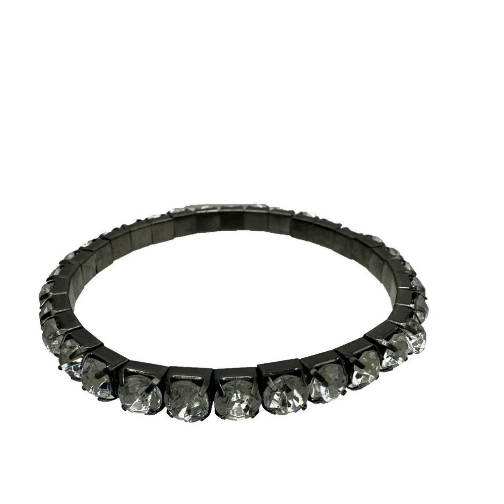Stretch Rhinestone Costume Jewelry Bracelet Vintage White Goth Statement